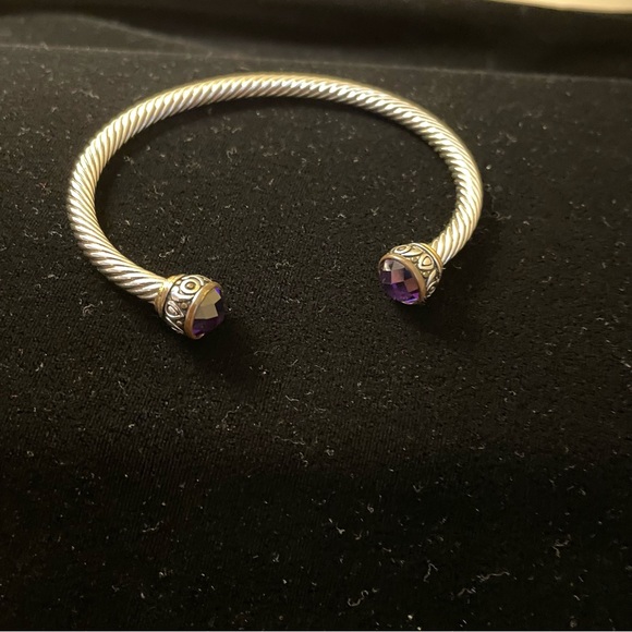 Women’s DSMK Stainless Steel Two Tone Cable Bracelet With faceted Amethyst - Picture 1 of 4